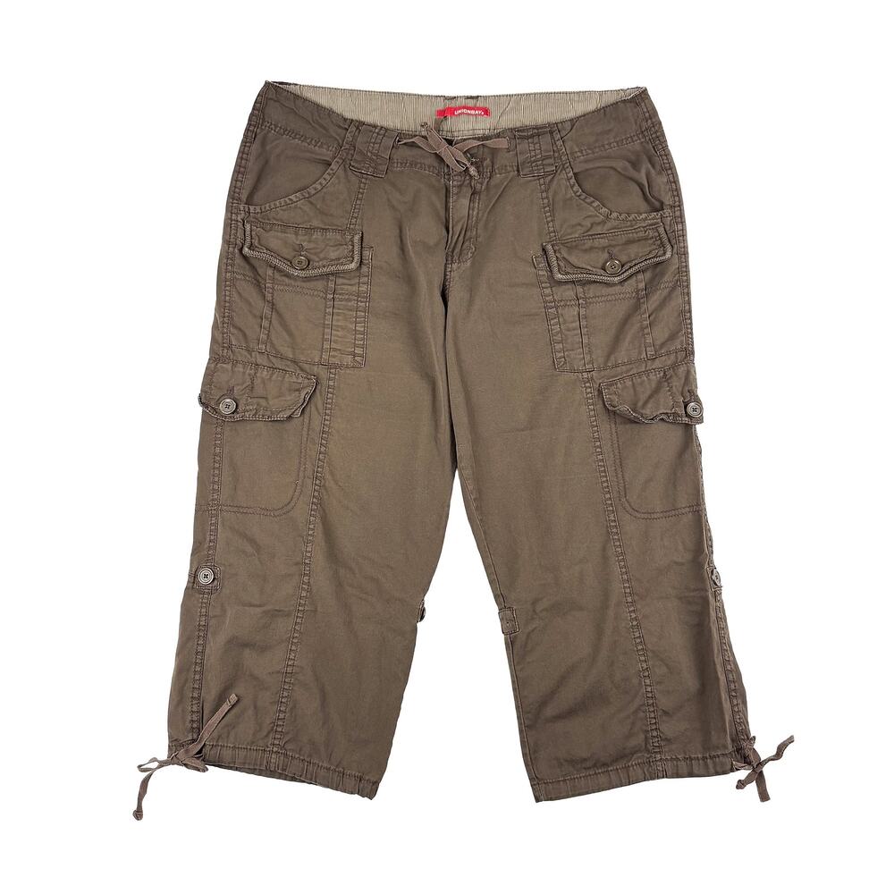 Unionbay VTG Y2K Cargo Capri Pants Women 13 Brown Utility Low Rise Grunge